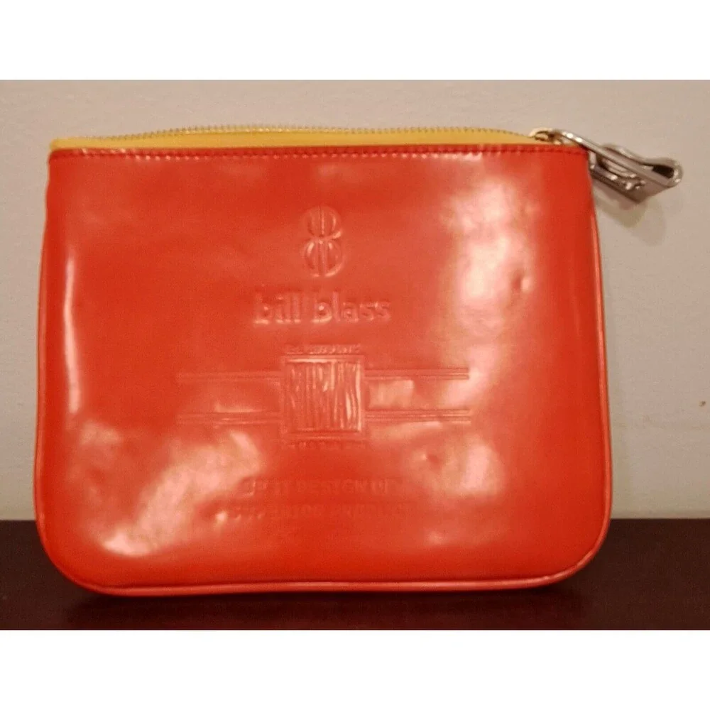 Bill Blass Orange Glossy Cosmetic Makeup Bag‎ Pouch Vintage Collectible